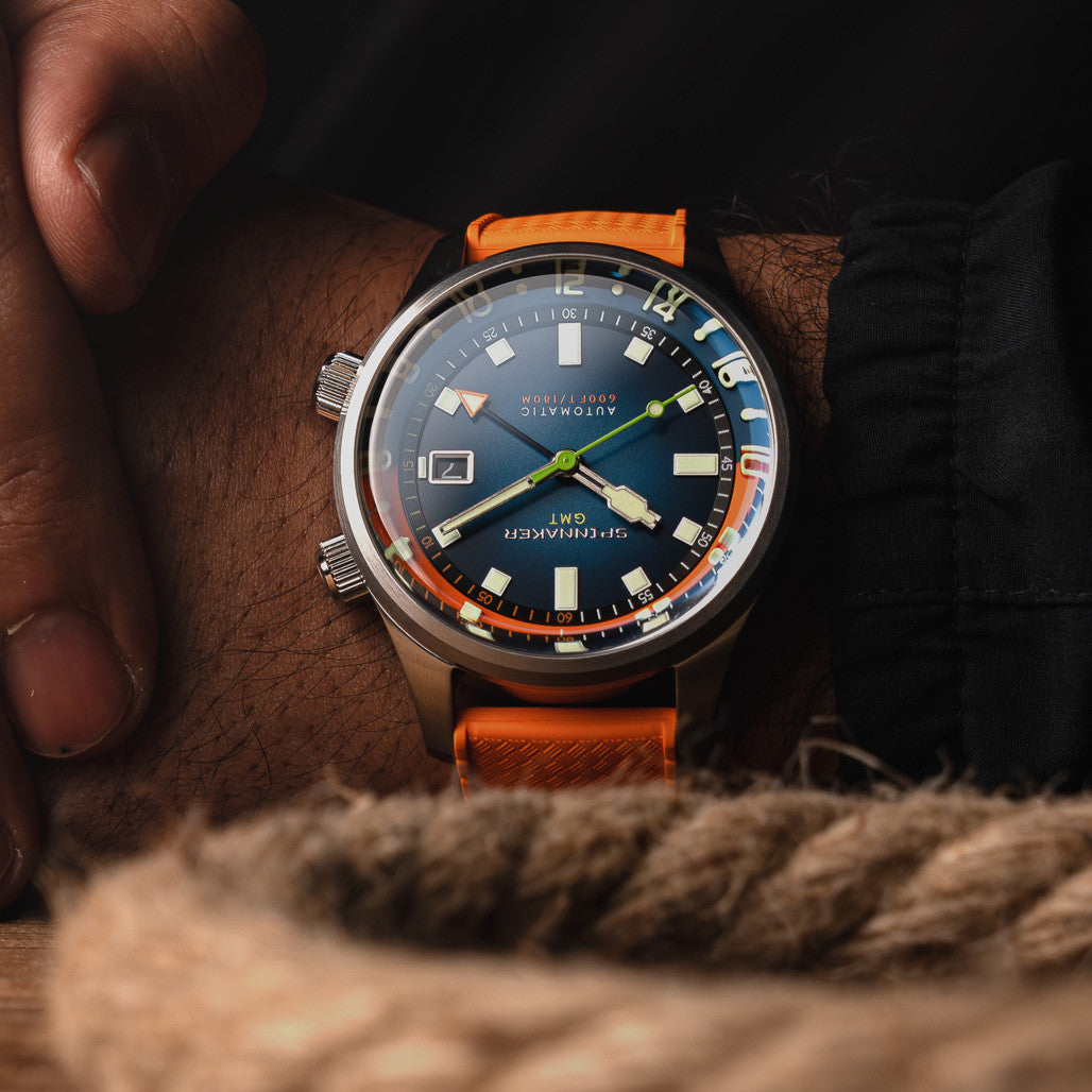 Spinnaker Bradner GMT Automatic watch with Orange Blue Dial #SP