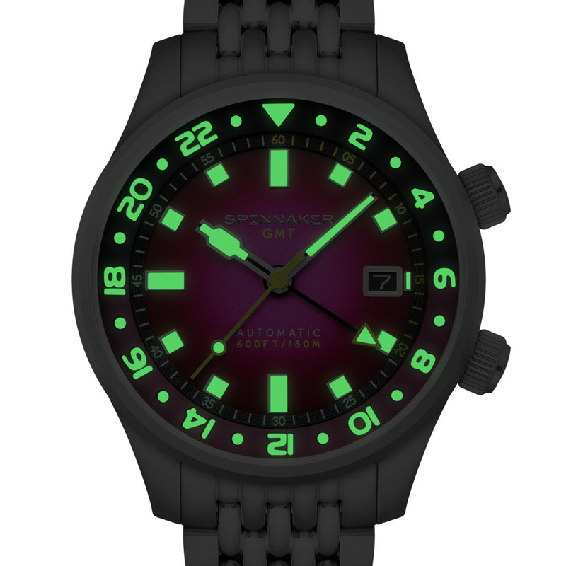 Spinnaker Bradner GMT Automatic watch with Mystic Purple Dial #SP-5121-BB