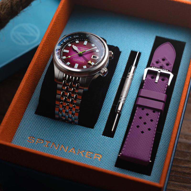 Spinnaker Bradner GMT Automatic watch with Mystic Purple Dial #SP-5121-BB