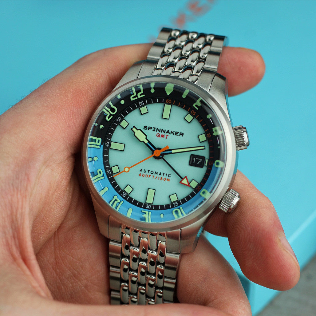 Spinnaker Bradner GMT Automatic watch with Mystic Aquamarine Blue