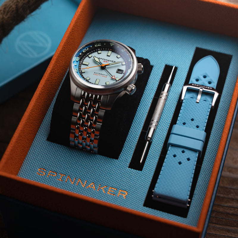 Spinnaker Bradner GMT Automatic watch with Mystic Aquamarine Blue #SP-5121-CC