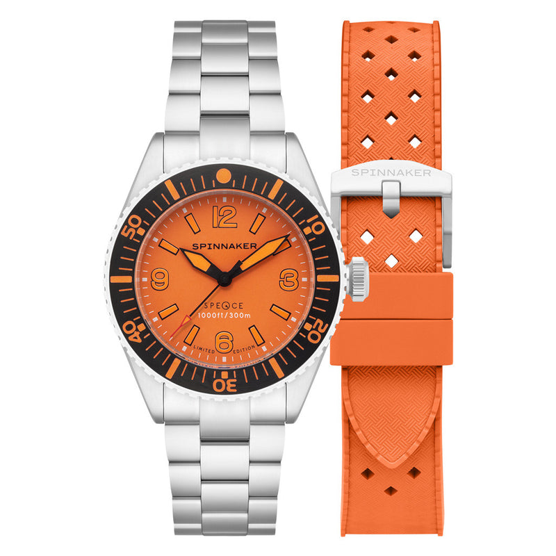 Spinnaker x Islander Spence Limited Edition Dive Watch with Tangerine Dial #SP-5126-LIW22