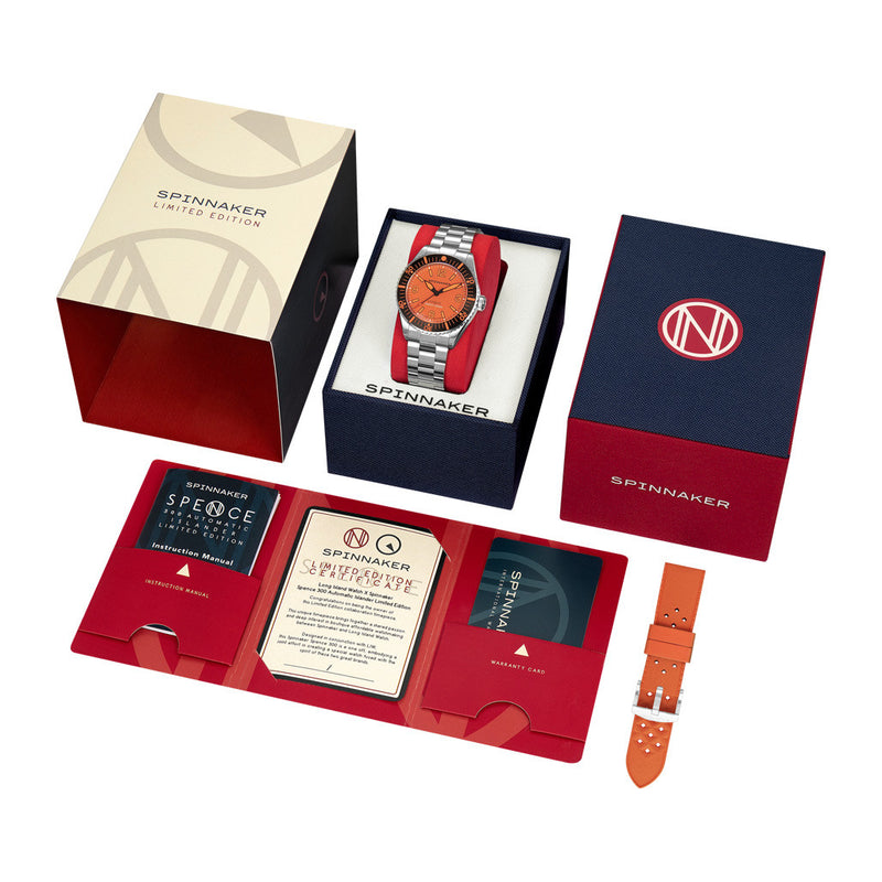 Spinnaker x Islander Spence Limited Edition Dive Watch with Tangerine Dial #SP-5126-LIW22