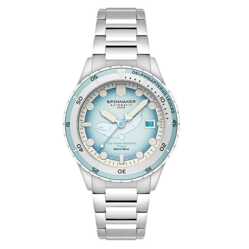 Spinnaker Hass Automatic Whale Sanctuary Project Beluge Blue Ltd Edition Dive Watch #SP-5128-11