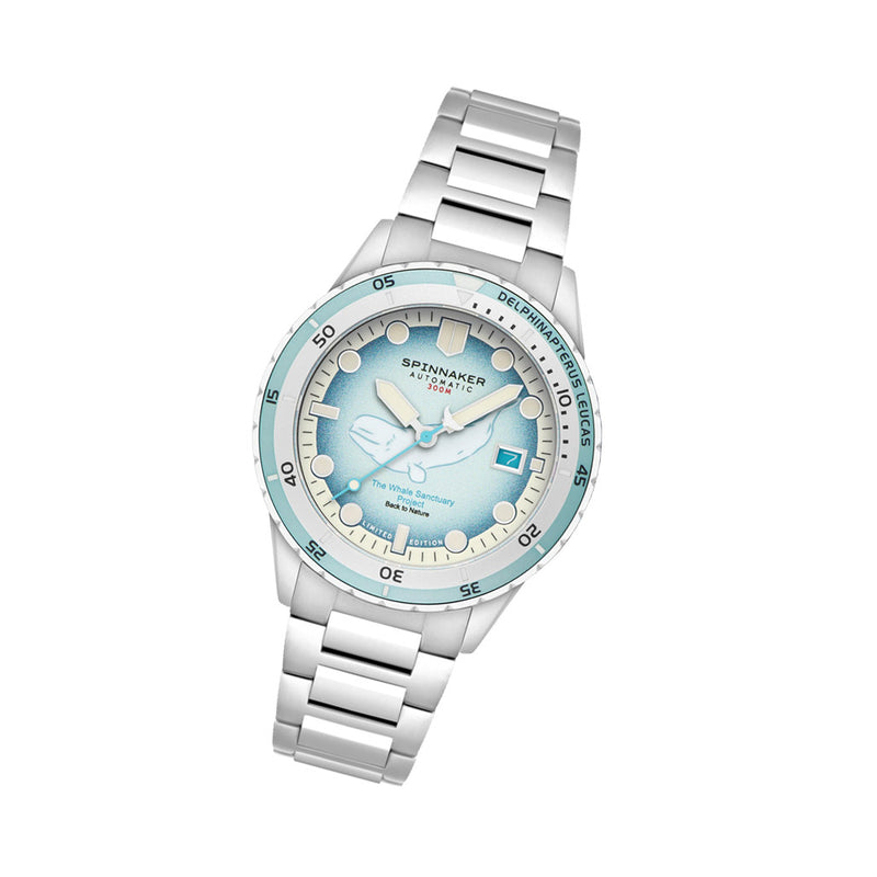 Spinnaker Hass Automatic Whale Sanctuary Project Beluge Blue Ltd Edition Dive Watch #SP-5128-11