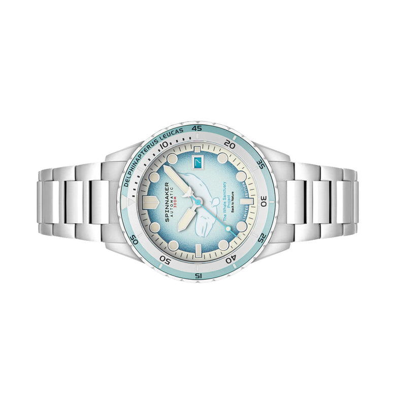 Spinnaker Hass Automatic Whale Sanctuary Project Beluge Blue Ltd Edition Dive Watch #SP-5128-11