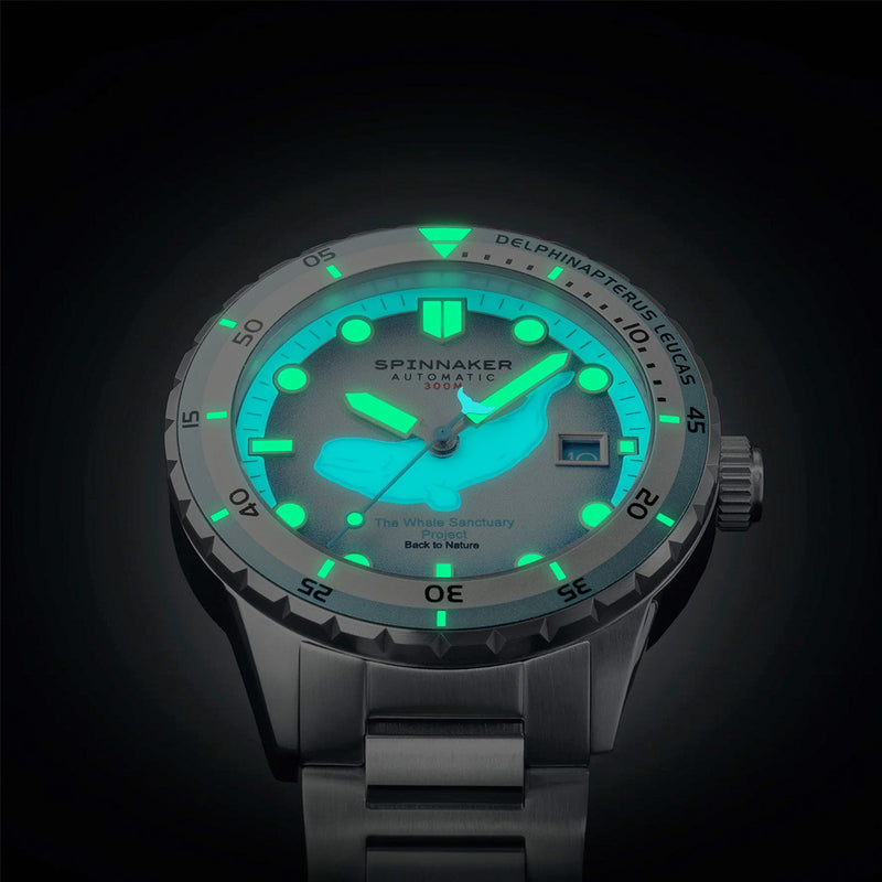Spinnaker Hass Automatic Whale Sanctuary Project Beluge Blue Ltd Edition Dive Watch #SP-5128-11