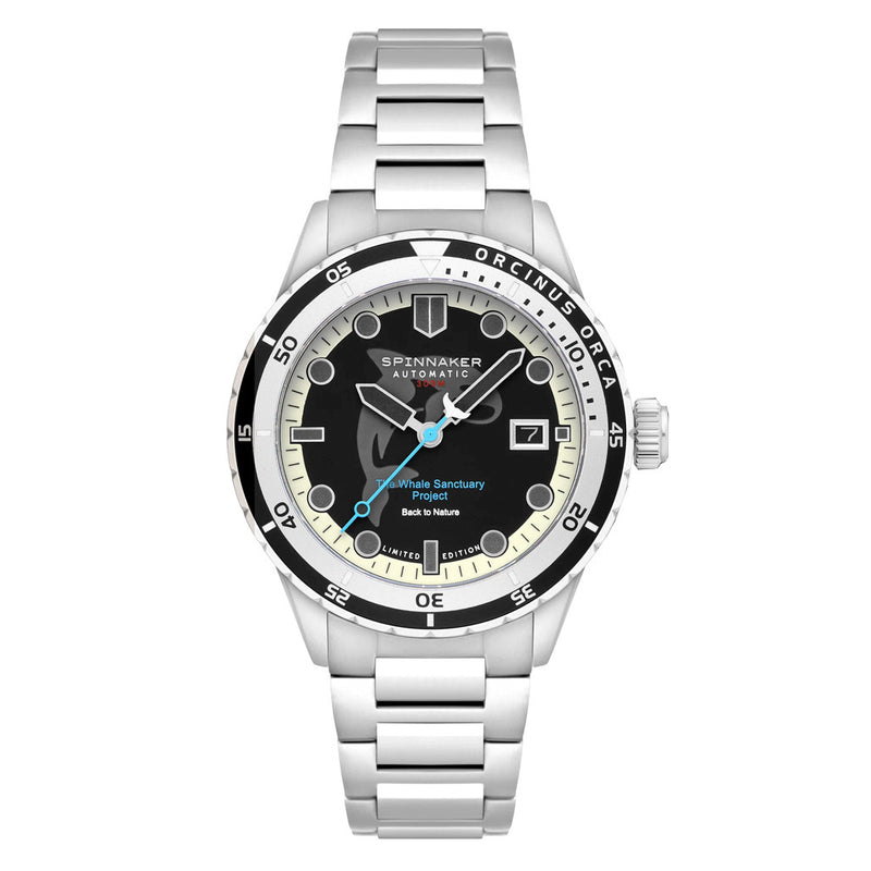 Spinnaker Hass Automatic Whale Sanctuary Project Orca Black Ltd Edition Dive Watch #SP-5128-22