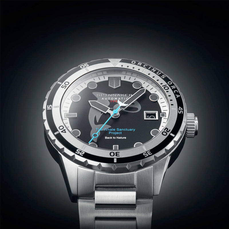 Spinnaker Hass Automatic Whale Sanctuary Project Orca Black Ltd Edition Dive Watch #SP-5128-22