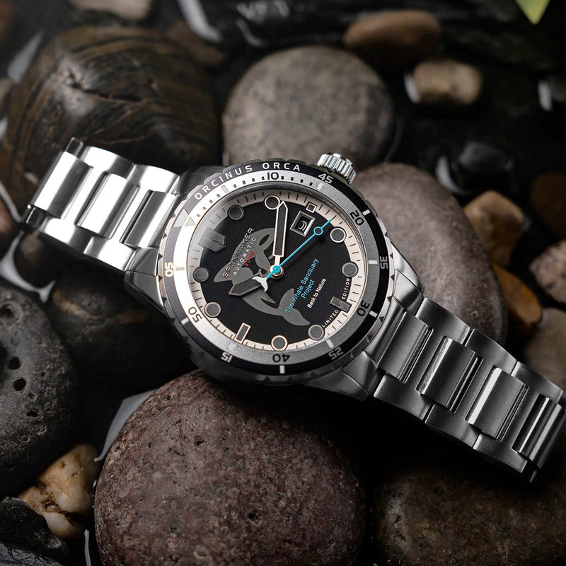 Spinnaker Hass Automatic Whale Sanctuary Project Orca Black Ltd Edition Dive Watch #SP-5128-22