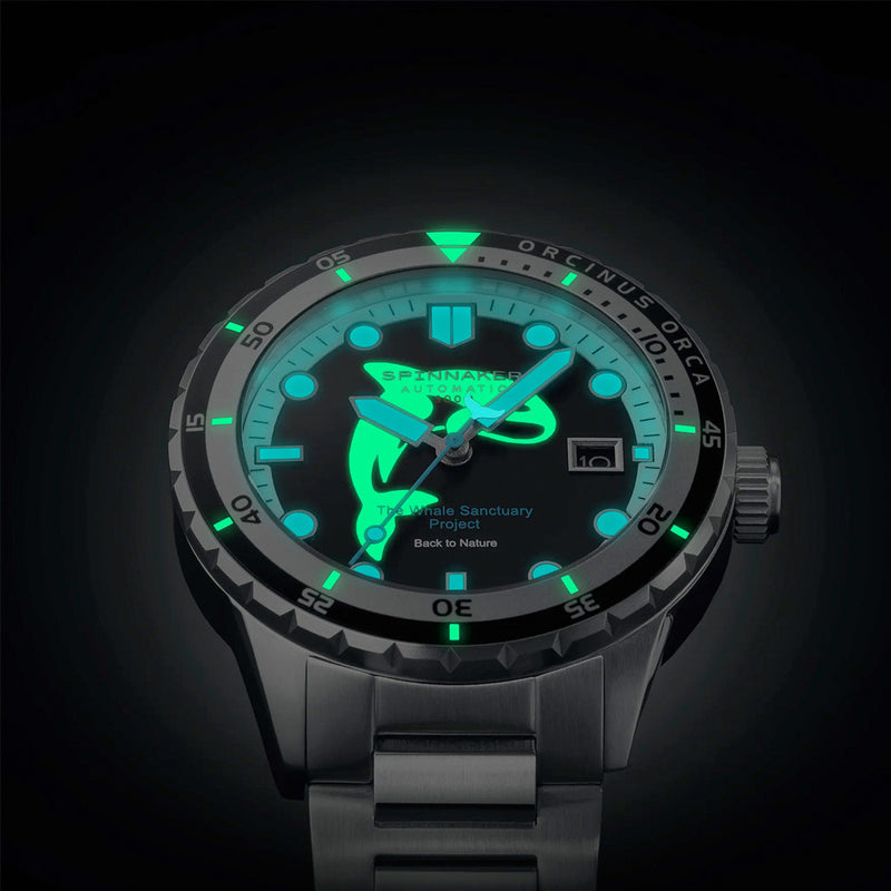 Spinnaker Hass Automatic Whale Sanctuary Project Orca Black Ltd Edition Dive Watch #SP-5128-22