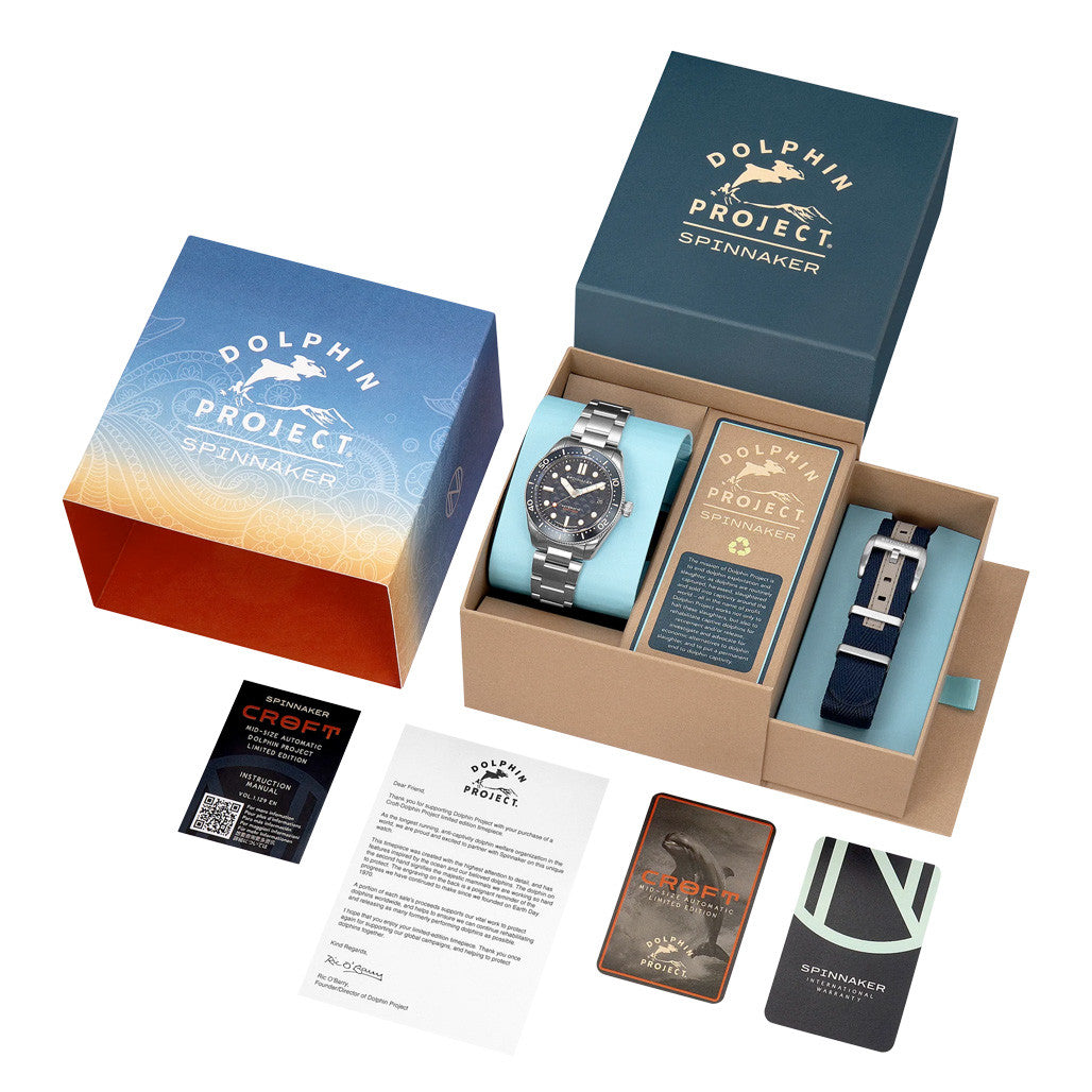 Spinnaker 40mm Croft Dolphin Project LE Dive Watch with Ocean Blue