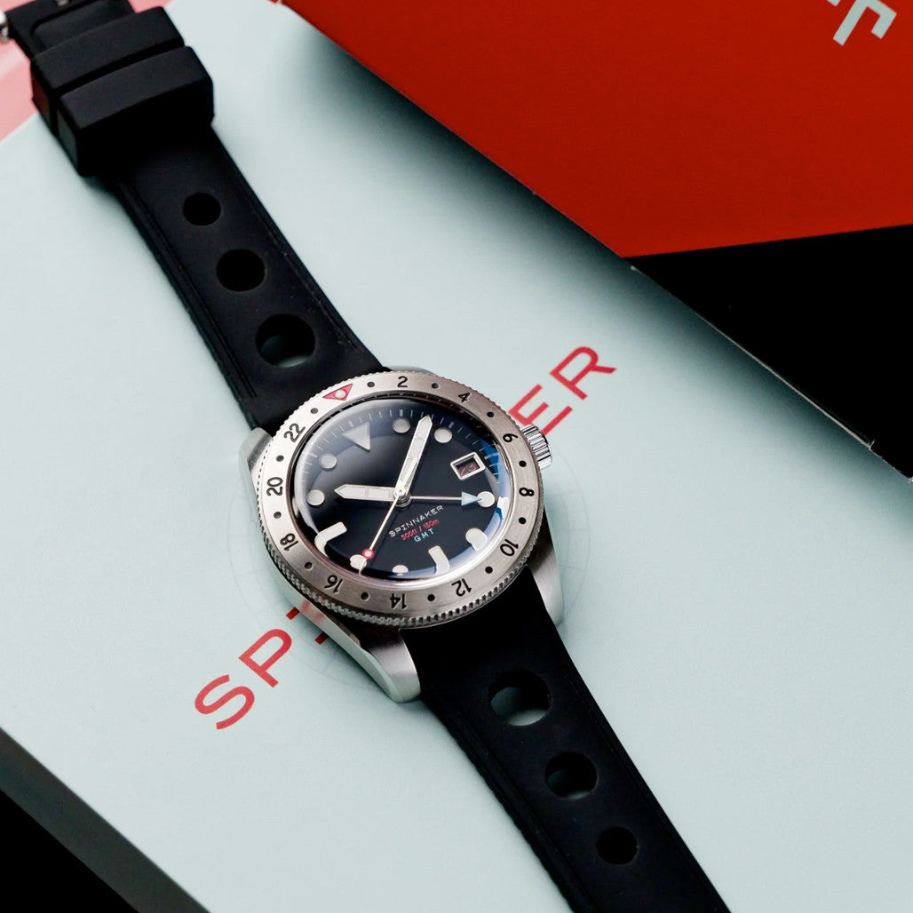 【24時間以内発送】2nd ANNIVERSARY SET/ゴッカメ Spinnaker Croft 3912 GMT Automatic Dive Watch with Wet Suit Black
