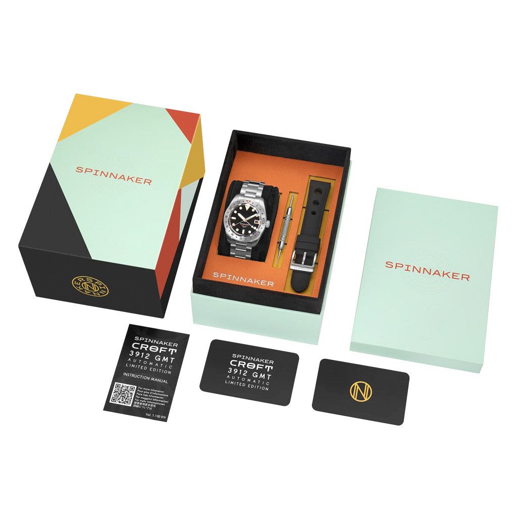 Spinnaker Croft 3912 GMT Automatic Dive Watch with Wet Suit Black