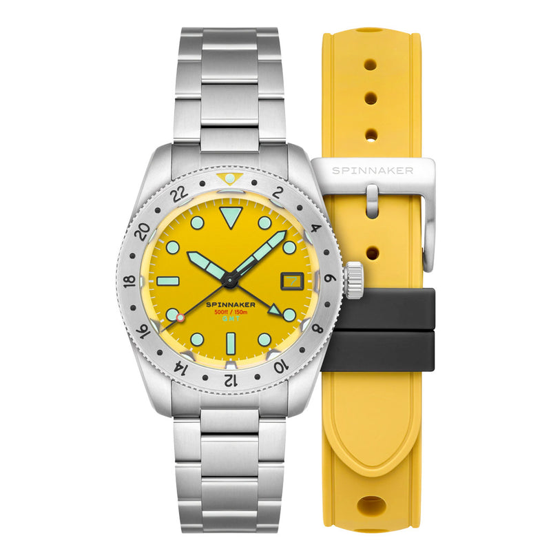 Spinnaker Croft 3912 GMT Automatic Dive Watch with Dusk Yellow Dial #SP-5130-33