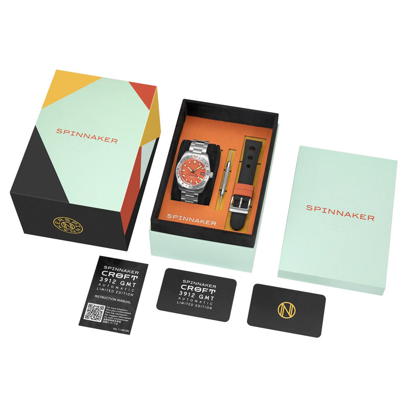 Spinnaker Croft 3912 GMT Automatic Dive Watch with Retro Orange Dial #SP-5130-44