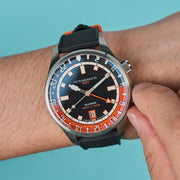 Spinnaker x Islander Bradner GMT Automatic Watch with Black and Orange Dial #SP-5150-LIW22