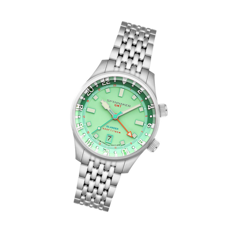 Spinnaker x Islander Bradner GMT Automatic Watch with Mint Green Dial #SP-5150-LIW33