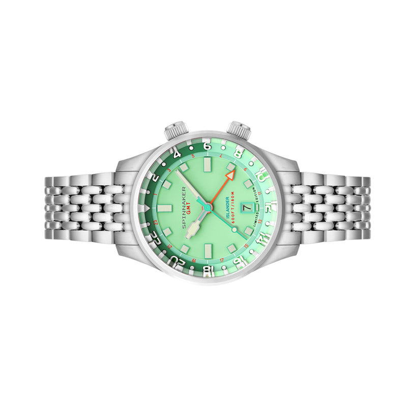 Spinnaker x Islander Bradner GMT Automatic Watch with Mint Green Dial #SP-5150-LIW33
