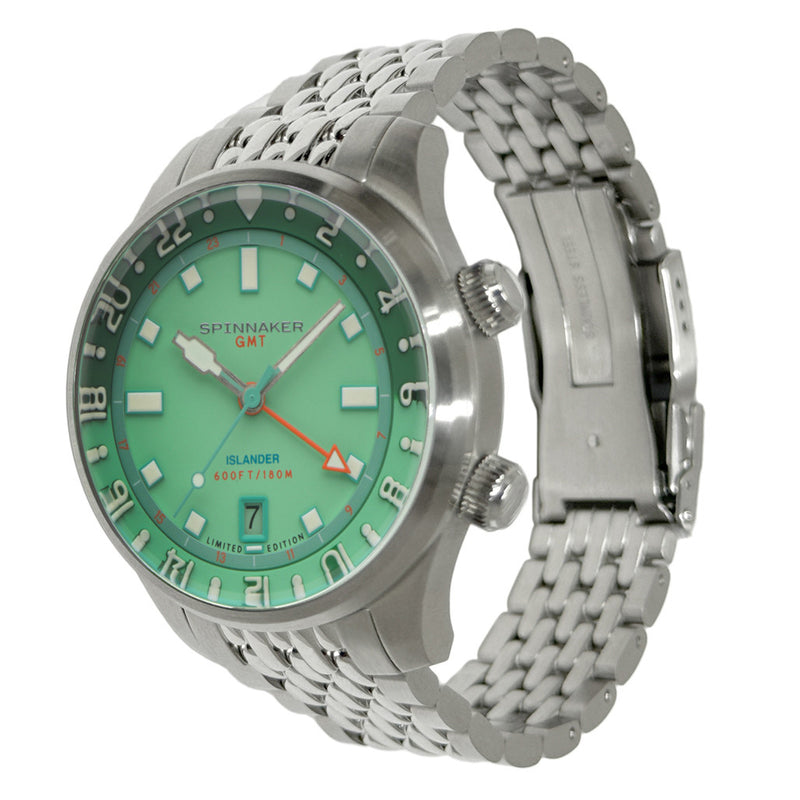 Spinnaker x Islander Bradner GMT Automatic Watch with Mint Green Dial #SP-5150-LIW33
