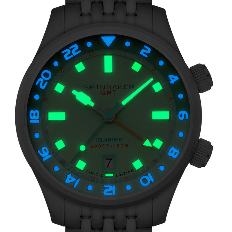 Spinnaker x Islander Bradner GMT Automatic Watch with Mint Green Dial #SP-5150-LIW33