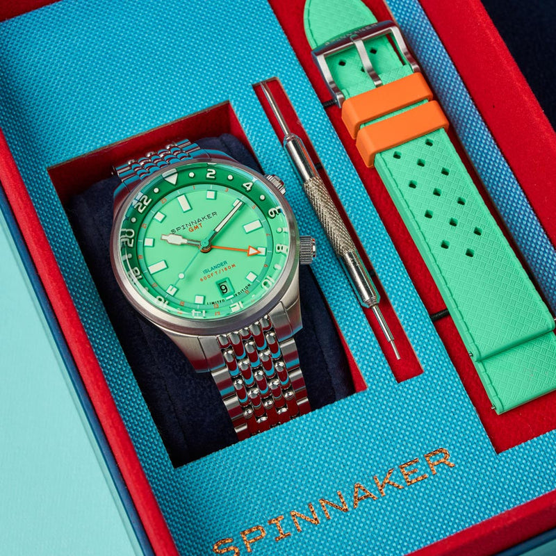 Spinnaker x Islander Bradner GMT Automatic Watch with Mint Green Dial #SP-5150-LIW33