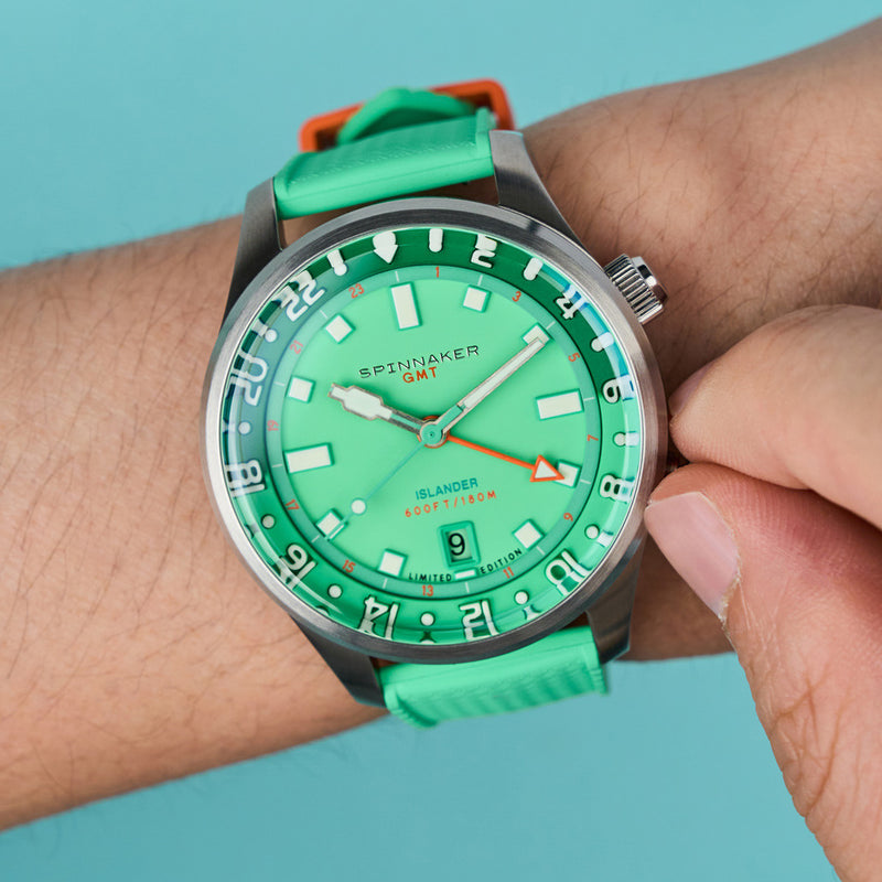 Spinnaker x Islander Bradner GMT Automatic Watch with Mint Green Dial #SP-5150-LIW33