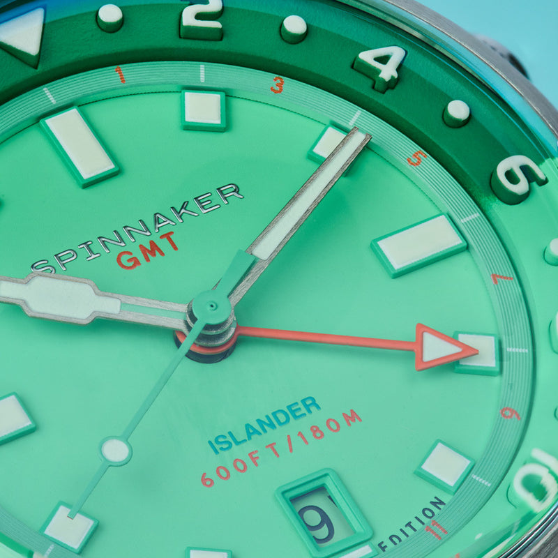 Spinnaker x Islander Bradner GMT Automatic Watch with Mint Green Dial #SP-5150-LIW33