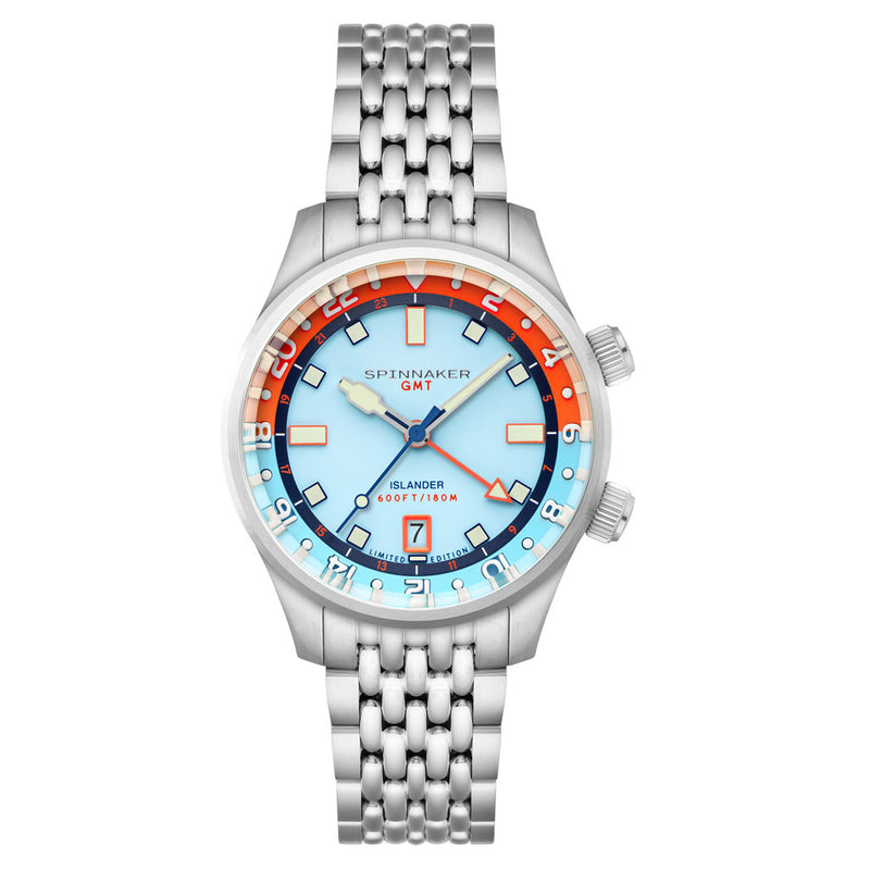 Spinnaker x Islander Bradner GMT Automatic Watch with Blue and Orange Dial #SP-5150-LIW44
