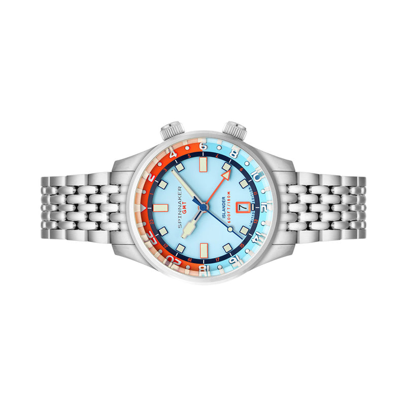 Spinnaker x Islander Bradner GMT Automatic Watch with Blue and Orange Dial #SP-5150-LIW44