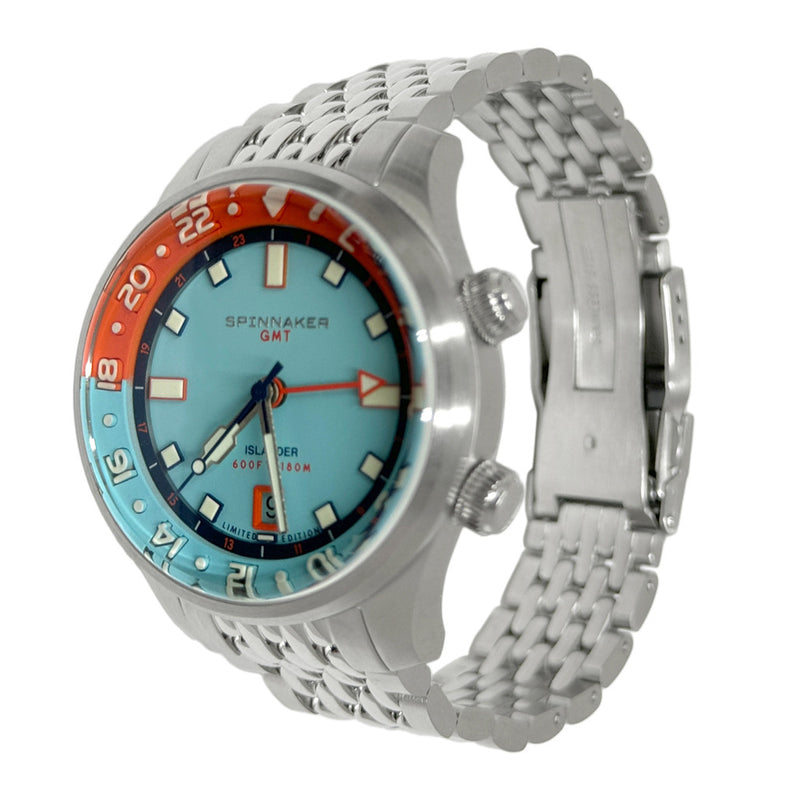 Spinnaker x Islander Bradner GMT Automatic Watch with Blue and Orange Dial #SP-5150-LIW44