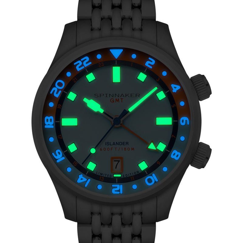 Spinnaker x Islander Bradner GMT Automatic Watch with Blue and Orange Dial #SP-5150-LIW44