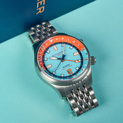 Spinnaker x Islander Bradner GMT Automatic Watch with Blue and Orange Dial #SP-5150-LIW44