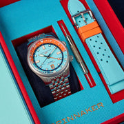 Spinnaker x Islander Bradner GMT Automatic Watch with Blue and Orange Dial #SP-5150-LIW44