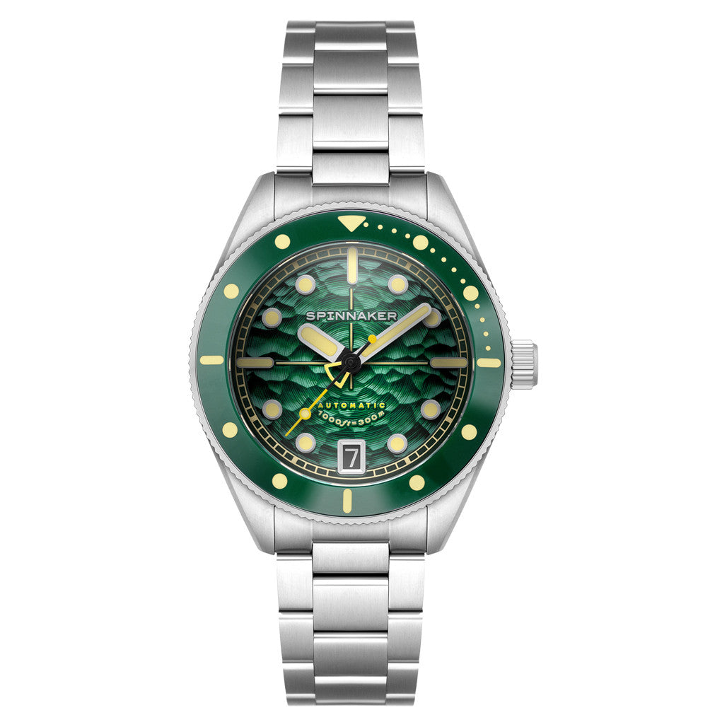 Spinnaker Challenger Automatic 300 Meter Sea Green Dive Watch #SP