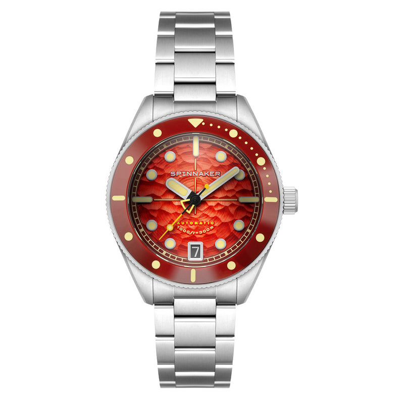 Spinnaker Challenger Automatic 300 Meter Fiery Red Dive Watch #SP-5159-33