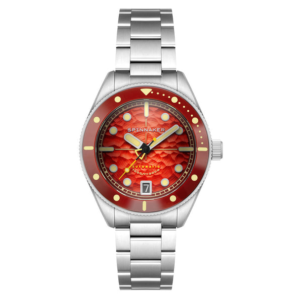 Spinnaker Challenger Automatic 300 Meter Fiery Red Dive Watch #SP-5159-33