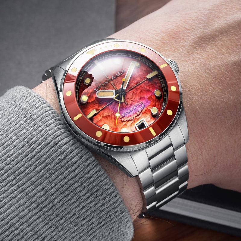 Spinnaker Challenger Automatic 300 Meter Fiery Red Dive Watch #SP-5159-33