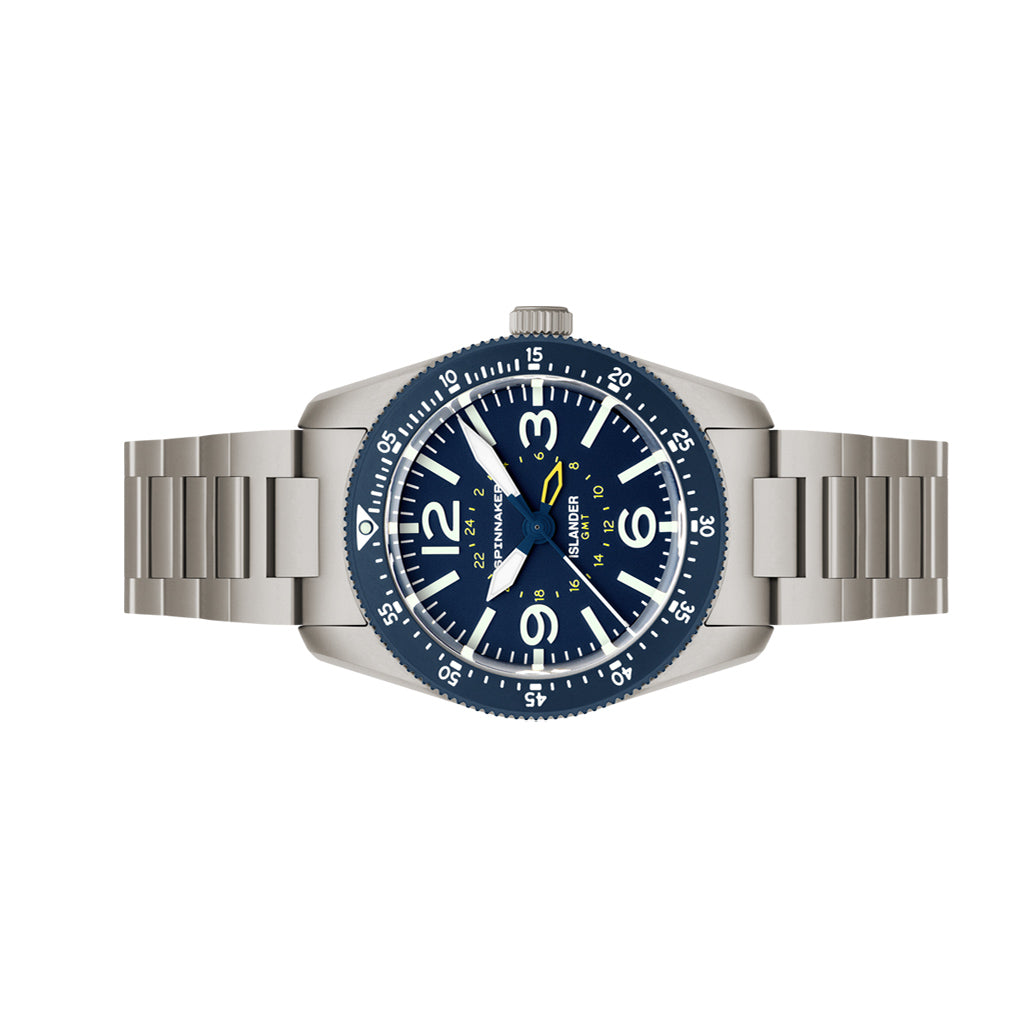 Spinnaker x Islander Croft 39mm Tactical GMT Watch in Skyline Blue