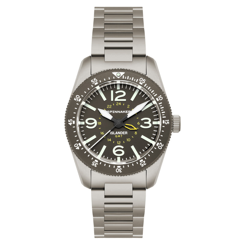 Spinnaker x Islander Croft 39mm Tactical GMT Watch in Charcoal Grey #SP-5193-LIW33