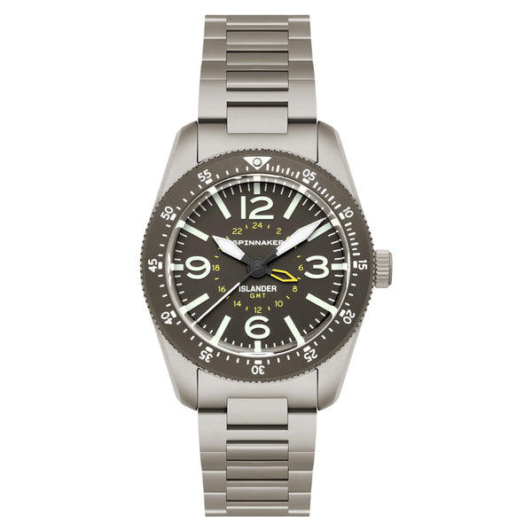 Spinnaker x Islander Croft 39mm Tactical GMT Watch in Charcoal Grey #SP-5193-LIW33