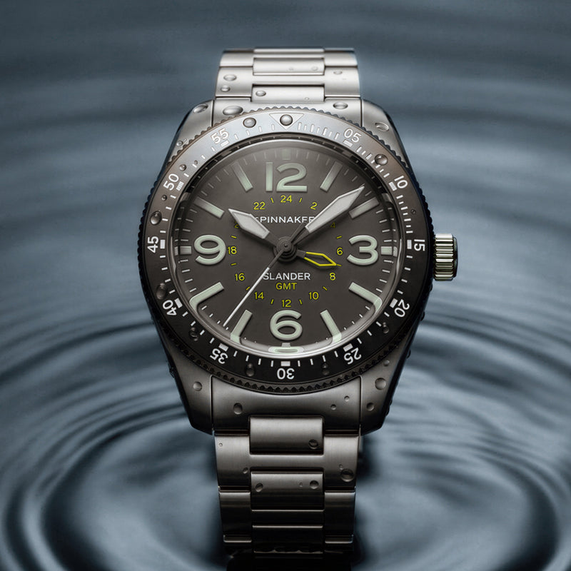 Spinnaker x Islander Croft 39mm Tactical GMT Watch in Charcoal Grey #SP-5193-LIW33