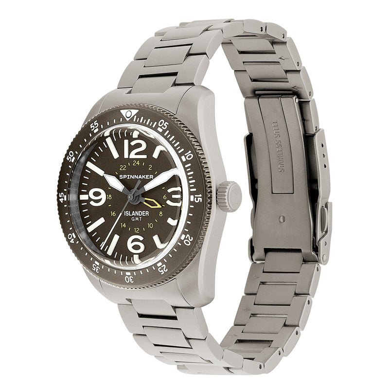 Spinnaker x Islander Croft 39mm Tactical GMT Watch in Charcoal Grey #SP-5193-LIW33
