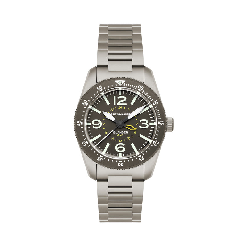 Spinnaker x Islander Croft 39mm Tactical GMT Watch in Charcoal Grey #SP-5193-LIW33