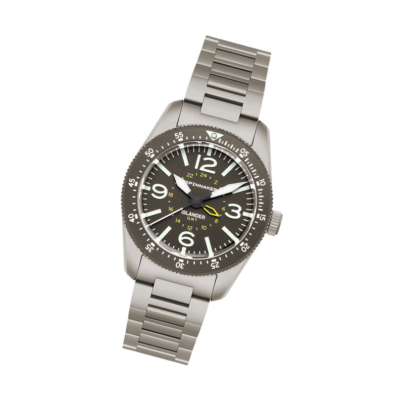 Spinnaker x Islander Croft 39mm Tactical GMT Watch in Charcoal Grey #SP-5193-LIW33