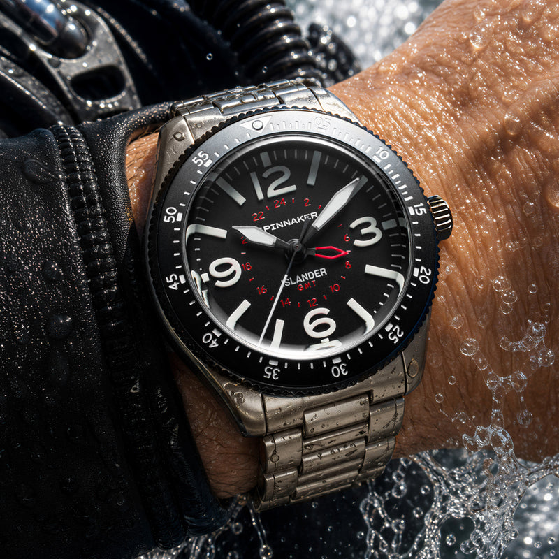 Spinnaker x Islander Croft 39mm Tactical GMT Watch in Cinder Design #SP-5193-LIW11