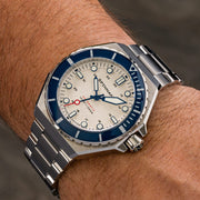 Spinnaker x Islander Dumas Limited Edition Watch with Sand White Dial #SP-5081-LIW11 wrist