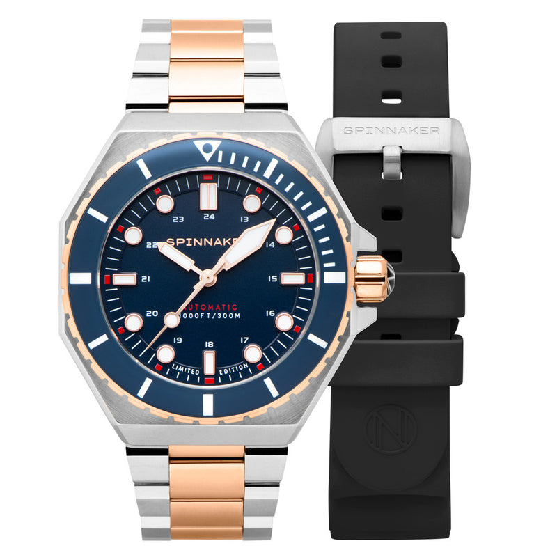 Spinnaker x Islander Dumas Limited Edition Two-Tone Watch with Deep Blue Dial #SP-5081-LIW22 combo