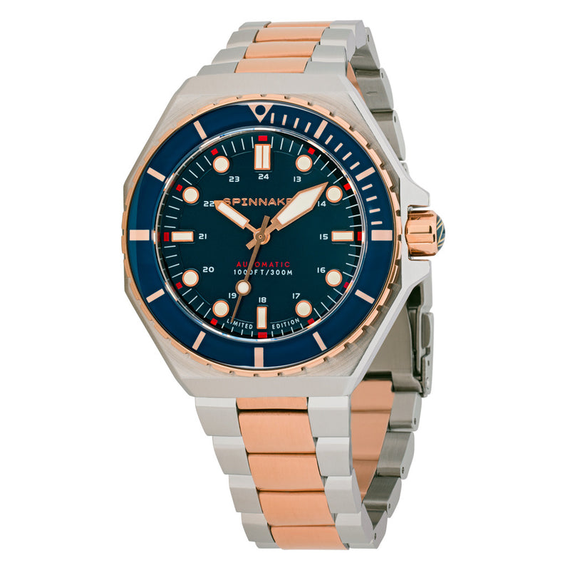 Spinnaker x Islander Dumas Limited Edition Two-Tone Watch with Deep Blue Dial #SP-5081-LIW22 pan