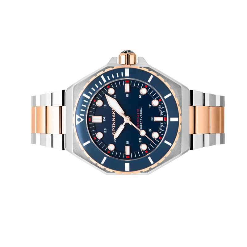 Spinnaker x Islander Dumas Limited Edition Two-Tone Watch with Deep Blue Dial #SP-5081-LIW22 side